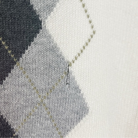 Izod Mens V Neck Argyle Sweater Vest Sz L White & Gray Tennis Preppy Academia - Picture 3 of 5